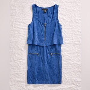 Kenneth Cole New York Blue Sleeveless Zip Front Mini Dress XS